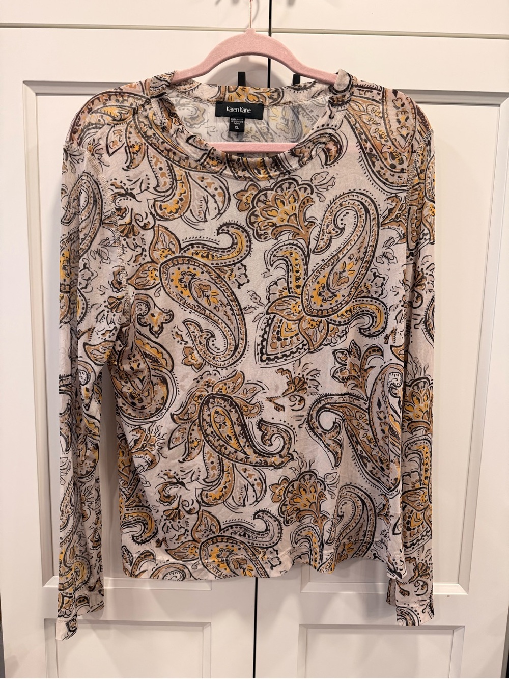Karen Kane Cream Paisley Sheer Top